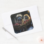 Pekingees Sneeuw Slede Kerst Decoratie  Vierkante Sticker (Envelop)