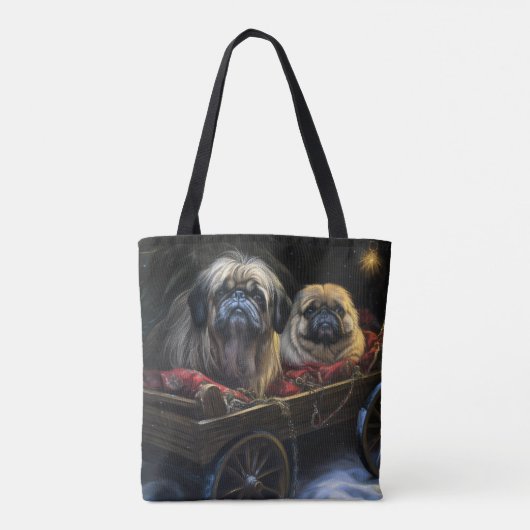Pekingees Sneeuw slee Kerst decoratie  Tote Bag (Achterkant)