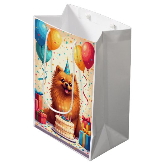 Pekingees Verjaardagsfeest Medium Cadeauzakje (Voorkant Gekanteld)