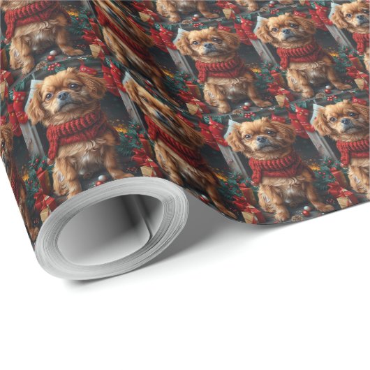 Pekingeeserond kerstcadeaus schouw cadeaupapier (Rol Hoek)