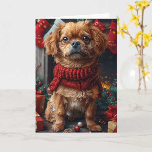Pekingeeserond kerstcadeaus schouw kaart (Gele Bloem)