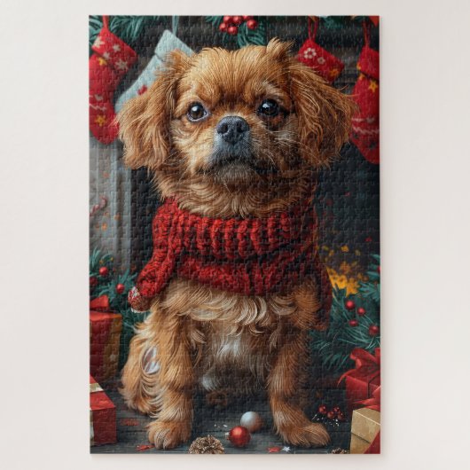 Pekingeeserond met Kerstcadeaus en Haard Legpuzzel (Verticaal)