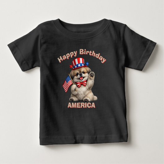 Pekingese (2af) Patriottisch Kinder T-Shirt (Voorkant)