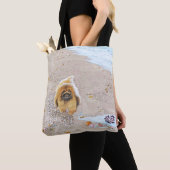 Pekingese aan het strand tote bag (Dichtbij)
