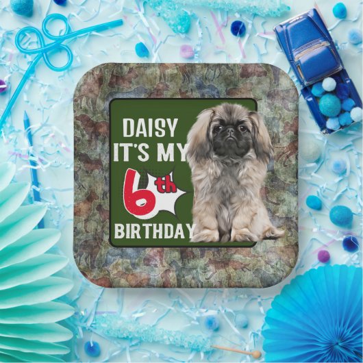 Pekingese Aangepaste 6e verjaardag Papieren Bordje (Feest)