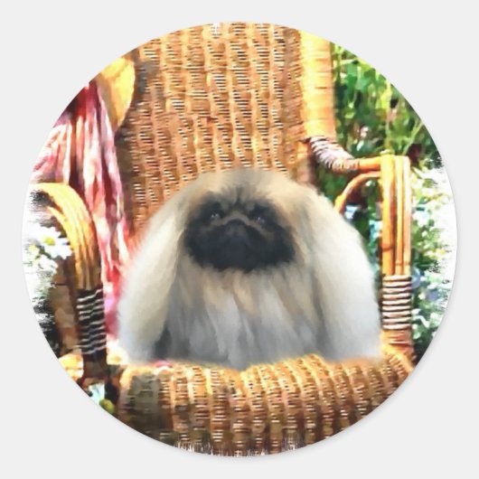 Pekingese Art Gifts Ronde Sticker (Voorkant)
