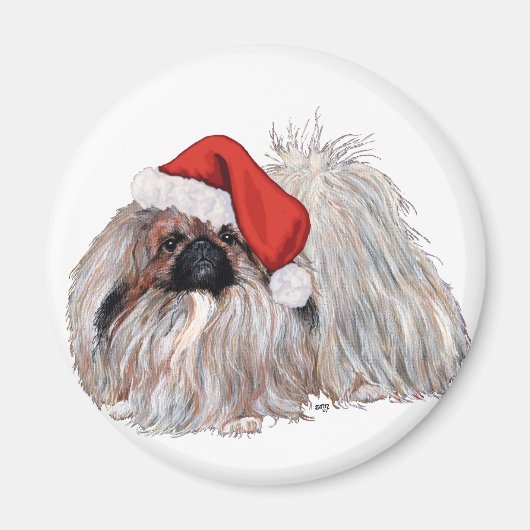 Pekingese bij Christmastime Magneet (Voorkant)