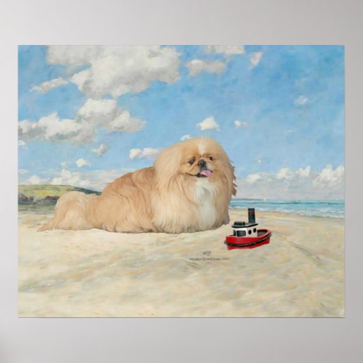 Pekingese bij de Seashore Poster (Voorkant)