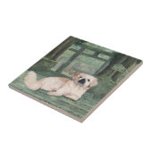 Pekingese bij Oriental Gateway Tegeltje (Zijkant)