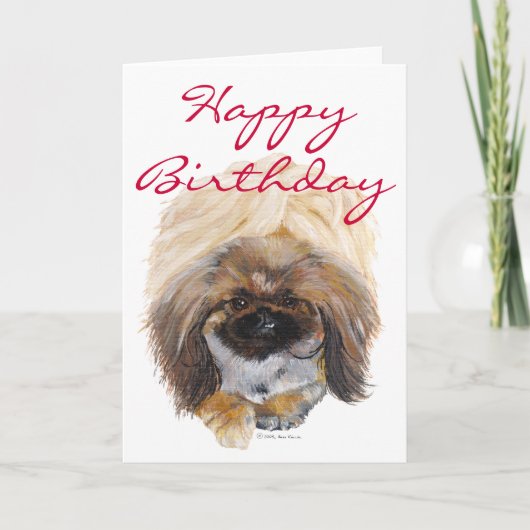 Pekingese Birthday Wenskaart Kaart (Voorkant)