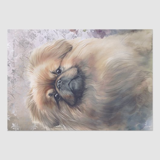 Pekingese bloemenhond tissuepapier (Voorkant)