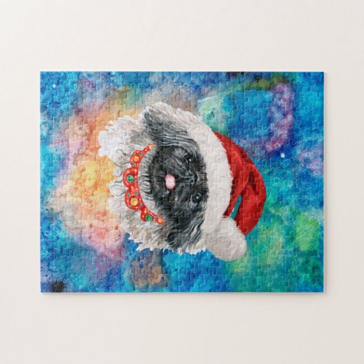 Pekingese Breed Dog Kerstmis Legpuzzel (Horizontaal)