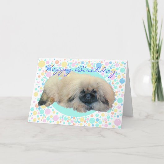 Pekingese Bubbel Geluk Kaart (Voorkant)