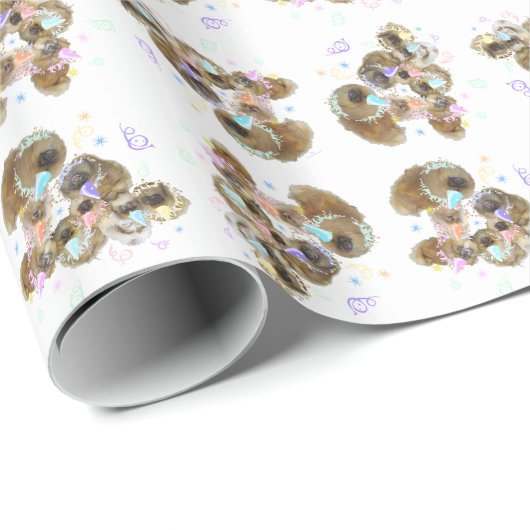 Pekingese Celebration Group Cadeaupapier (Rol Hoek)