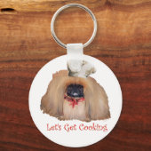 Pekingese Chef - Vrouw Sleutelhanger (Voorkant)