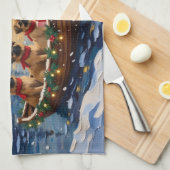 Pekingese Christmas Boat Holiday Theedoek (Quarter Fold)