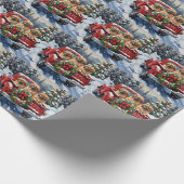 Pekingese Christmas Red Truck Holiday Cadeaupapier (Hoek)