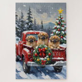 Pekingese Christmas Red Truck Holiday Legpuzzel (Verticaal)