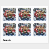 Pekingese Christmas Red Truck Holiday Vierkante Sticker (Vel)