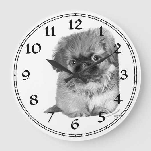 Pekingese Clock Grote Klok (Voorkant)