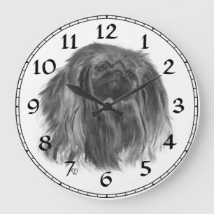 Pekingese Clock Grote Klok