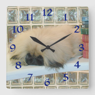 Pekingese Clock Vierkante Klok