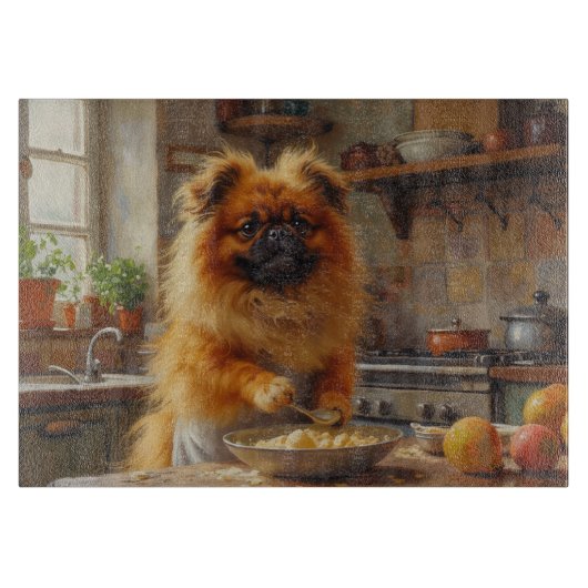 Pekingese Cooking in Kitchen Snijplank (Voorkant)