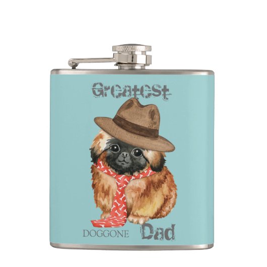 Pekingese Dad Hip Flask Heupfles (Voorkant)