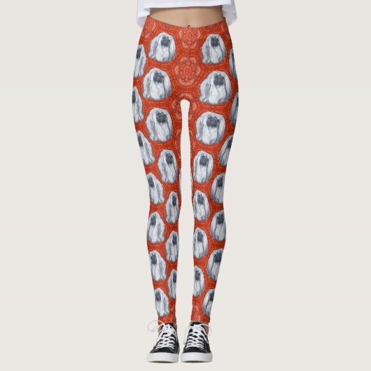 Pekingese Design Broeken Leggings (Voorkant)