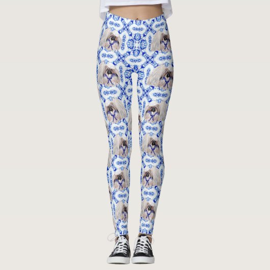 Pekingese Design Broeken Leggings (Voorkant)