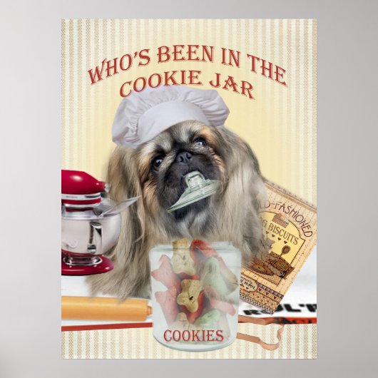 Pekingese die in het Poster van de Koekjespot is g (Voorkant)