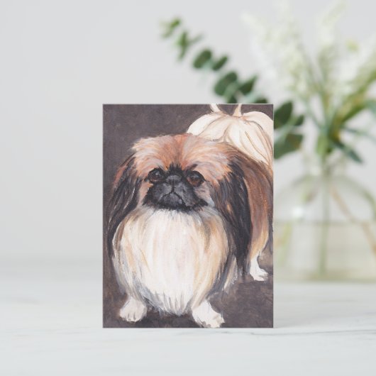 Pekingese Dog Art Briefkaart (Staand voorkant)