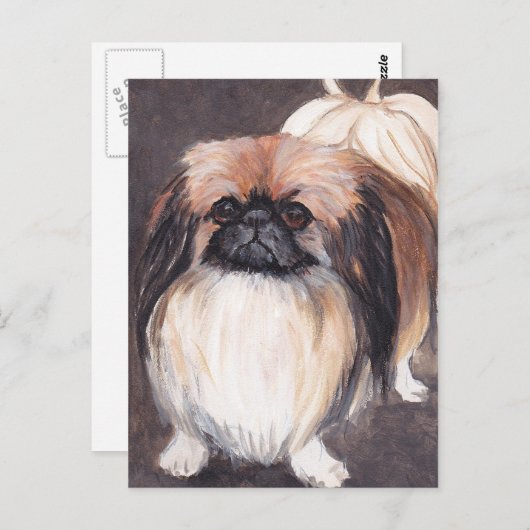 Pekingese Dog Art Briefkaart (Voorkant / Achterkant)