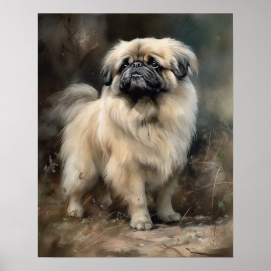 Pekingese Dog Art Print Poster (Voorkant)