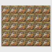 Pekingese Dog Autumn Harvest Thanksgiving Cadeaupapier (Vlak)
