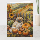 Pekingese Dog Autumn Harvest Thanksgiving Kaart (Voorkant)