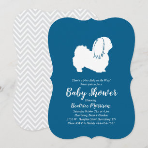 Pekingese Dog Baby shower Boy Blue Kaart