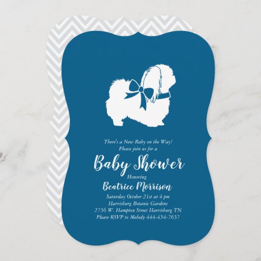 Pekingese Dog Baby shower Boy Blue Kaart (Voorkant / Achterkant)