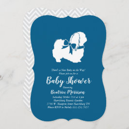Pekingese Dog Baby shower Boy Blue Kaart