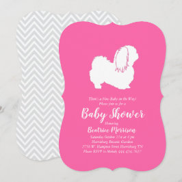 Pekingese Dog Baby shower Girl Pink Kaart