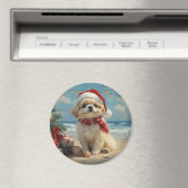 Pekingese Dog Christmas  Beach Magneet (Insitu (Vaatwasser))