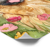 Pekingese Dog Fluffy Waterverf Poster Print (Hoek)