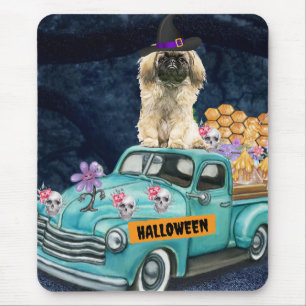 Pekingese Dog Halloween Truck Muismat
