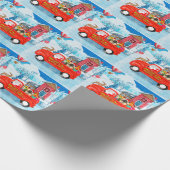 Pekingese Dog kerstaking vrachtwagen sneeuw Cadeaupapier (Hoek)