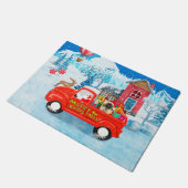 Pekingese Dog kerstaking vrachtwagen sneeuw Deurmat (Schuin)