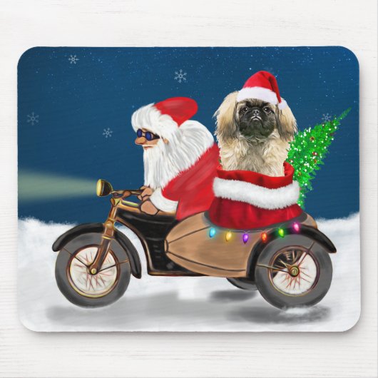 Pekingese Dog kerstkerstkerstkerstman Muismat (Voorkant)