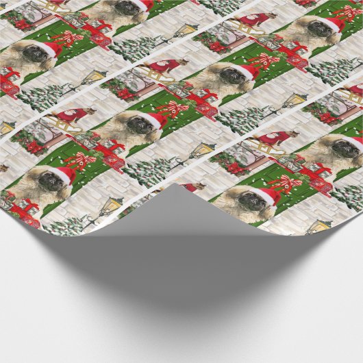 Pekingese Dog Kerstmis Cadeaupapier (Hoek)