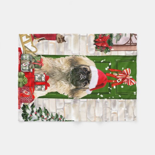 Pekingese Dog Kerstmis Fleece Deken (Voorkant (Horizontaal))