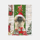 Pekingese Dog Kerstmis Fleece Deken (Voorkant)