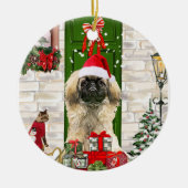 Pekingese Dog Kerstmis Keramisch Ornament (Voorkant)
